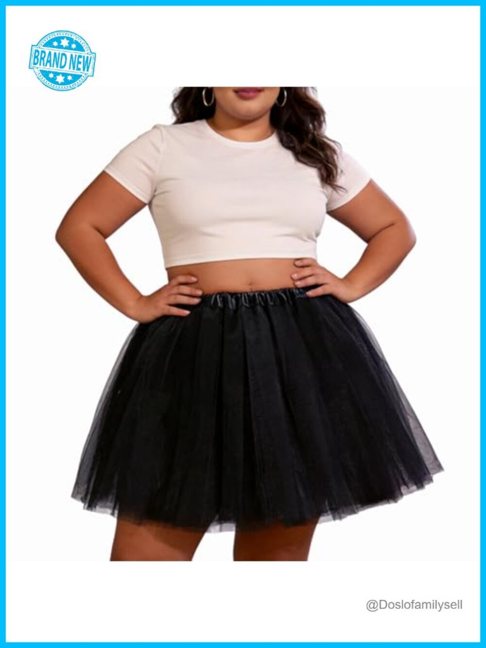 Plus Size 4-Layer Tulle Tutu Skirt with Satin Lining Elastic Waist Halloween